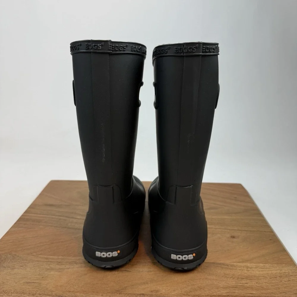 New NIB Big Kids Childrens Bogs Rainboot Plush Black Waterproof Boots‎ Size 5 Y